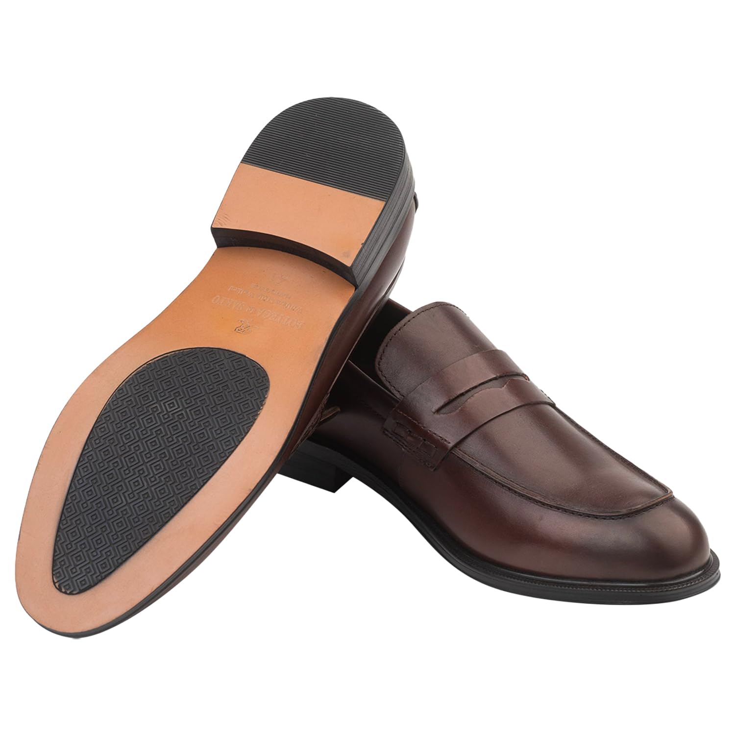 Bottega del Sarto Mocassino Saxon in Pelle Marrone con Suola in Cuoio Sartoriale, 41
