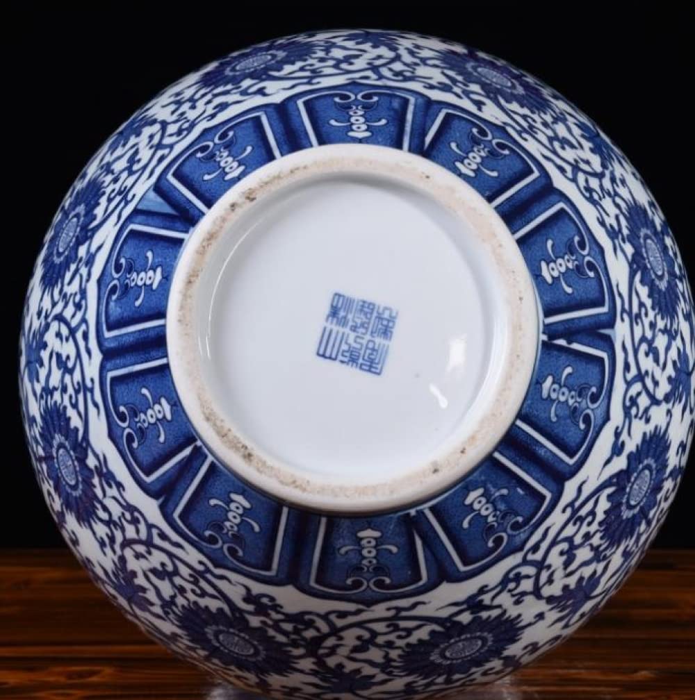 Dekorative Vase aus Porzellan, Retro-Stil, Blau und Weiß, für Zuhause, dekorative Vase, große Ornamente - A