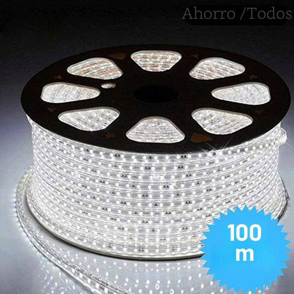 Tira LED luminosa de 100 metros, color blanco frío, 5050, 220 V, alta luminosidad y ahorro energético, impermeable, flexible y fácil de instalar, CW578