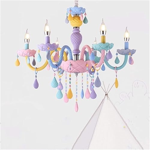 Miniatura 3 de EXCEI Candelabro de techo moderno de cristal macarrón LED colorido lámpara colgante de techo para habitación de niños y niñas lámpara colgante de