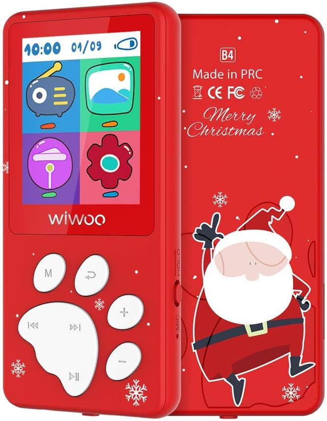 Xmas MP3 Player for kids, 8GB Digital Music Player - Buit-in Puzzle Game, Hearing Protection, Christmas Special Version