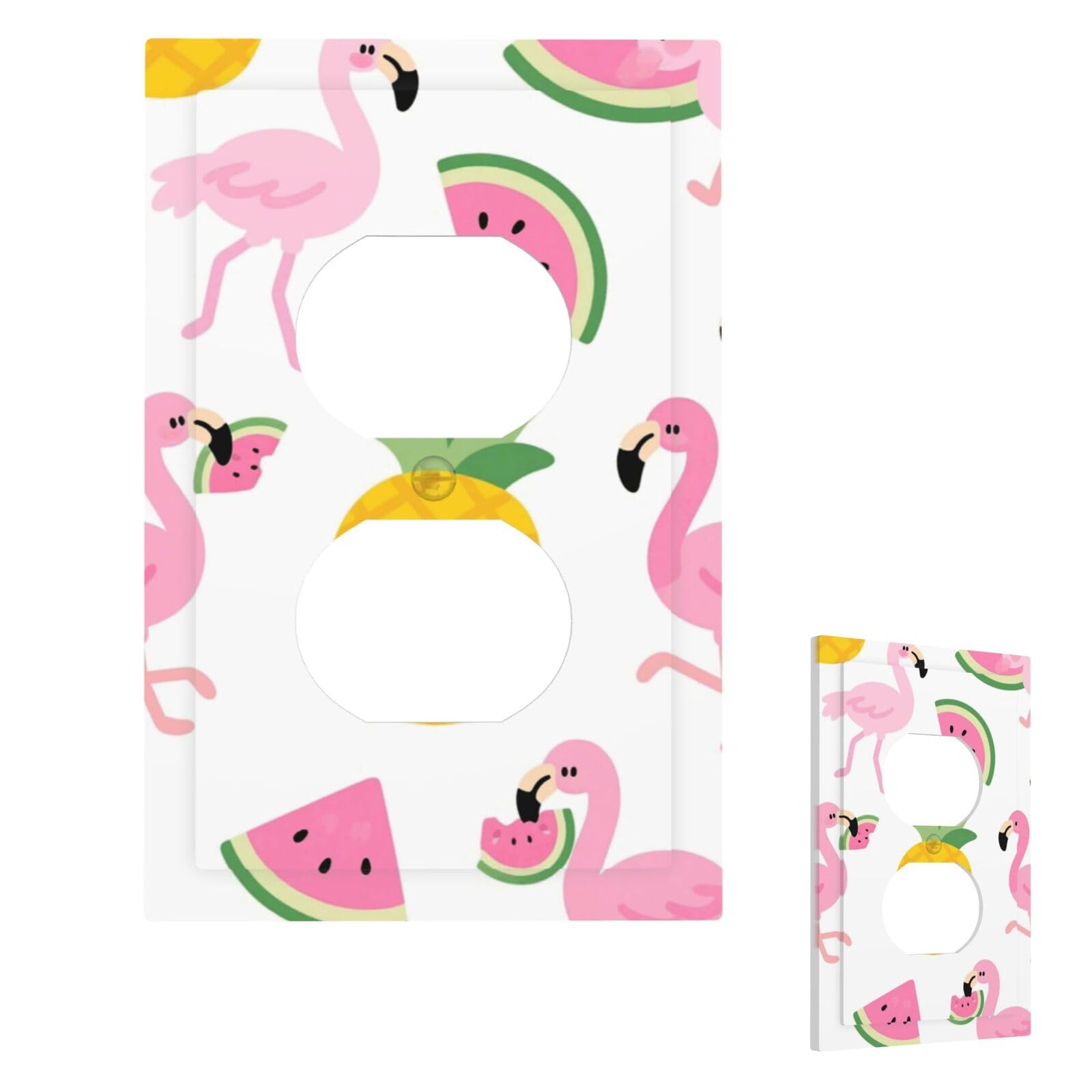 Flamingo Watermelon Pineapple Wall Plate Cover Modern Decorative 1 Gang Light Switch Cover Unbreakable Receptacle Outlet Covers For Living Room Bedroom Home Decor Duplex