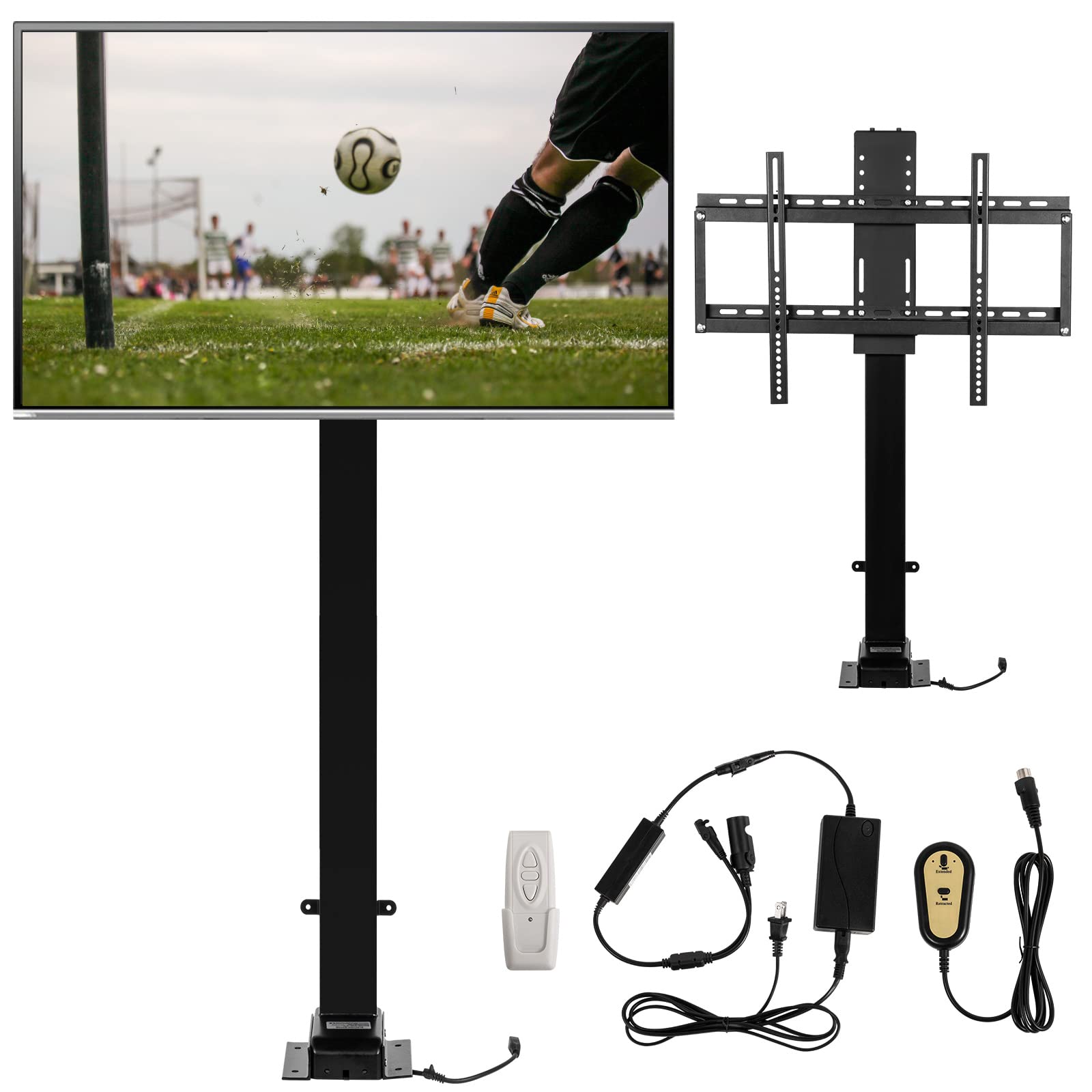 VEVOR Swivel Motorized TV Lift Stroke Length 39.4 Inches Motorized TV Mount Fit for 32-70 Inch TV Lift with Remote Control Height Adjustable 22.8-62 Inch,Load Capacity 154 Lbs,Swivel L/R 30°