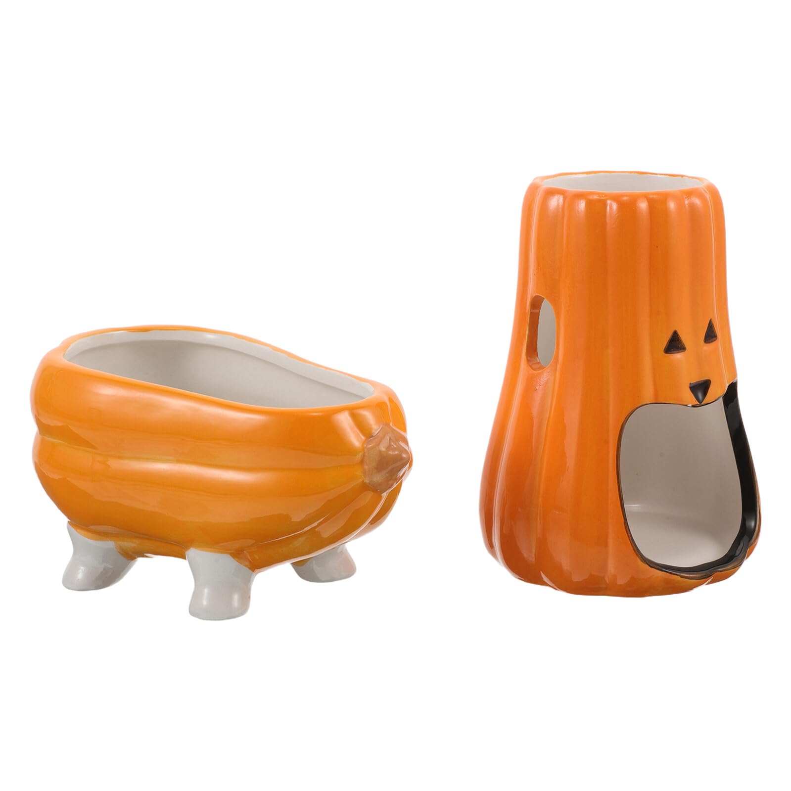 SHINEOFI Wasserflaschenhalter für Kleintiere Kippsicherer Keramik-trinkflaschenhalter Kürbisform als Versteck und Wasserspender Stabiler Stand für Hamster Mäuse Rennmäuse und Ratten