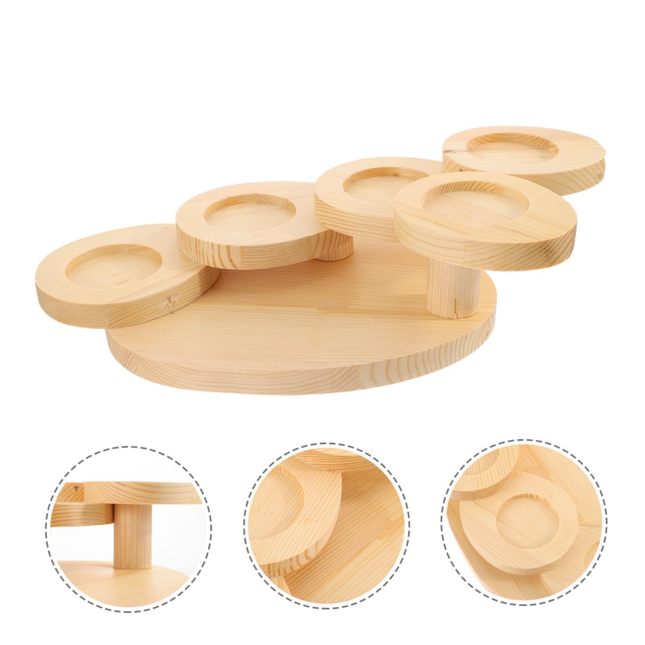 PRETYZOOM Bandeja de Madera Diseño en Forma Floral y Escalera de Cinco Niveles para Servir Postres y Sushi en Restaurante, Soporte Práctico y Decorativo