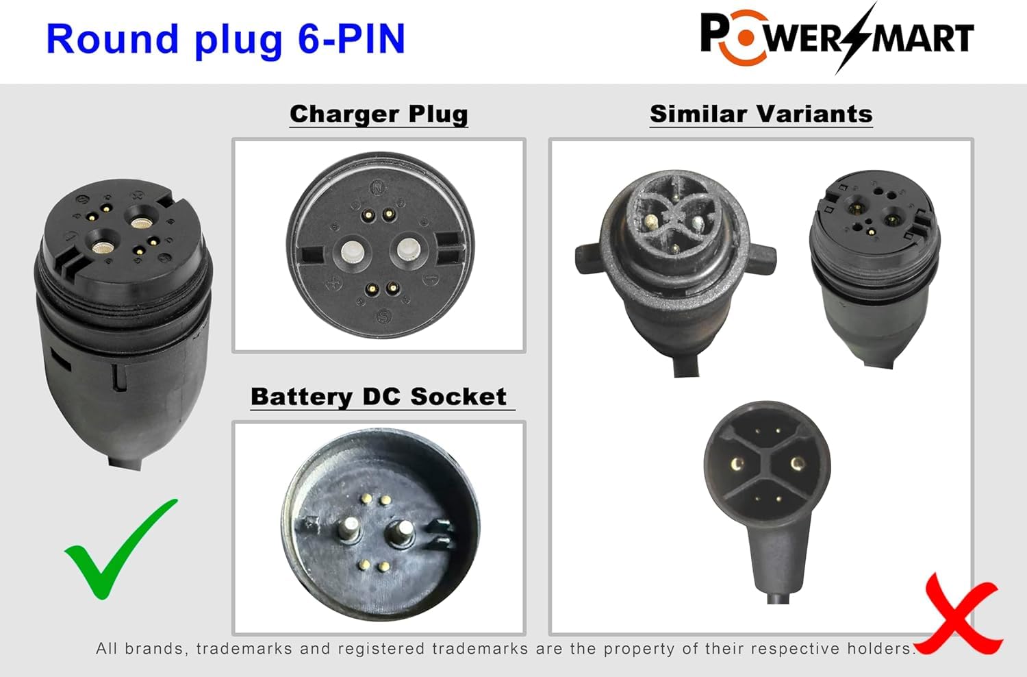 PowerSmart 42V 4A Ladegerät für 36V Akkus von Rotwild, BMZ, Impulse, Brose, mit 6-Polige Rosenberger-Anschluss