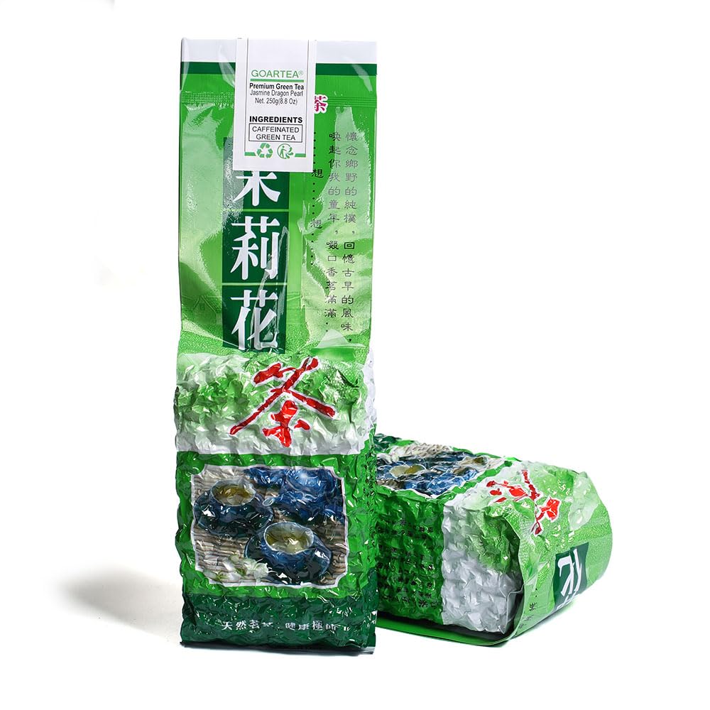 GOARTEA - Jasmine Dragon Pearls - 2Pcs 250g Total 17.6oz Premium Grade - Jasmine Pearl Green Tea - Grüner Jasmin Tee - Chinese Green Tea Loose Leaf