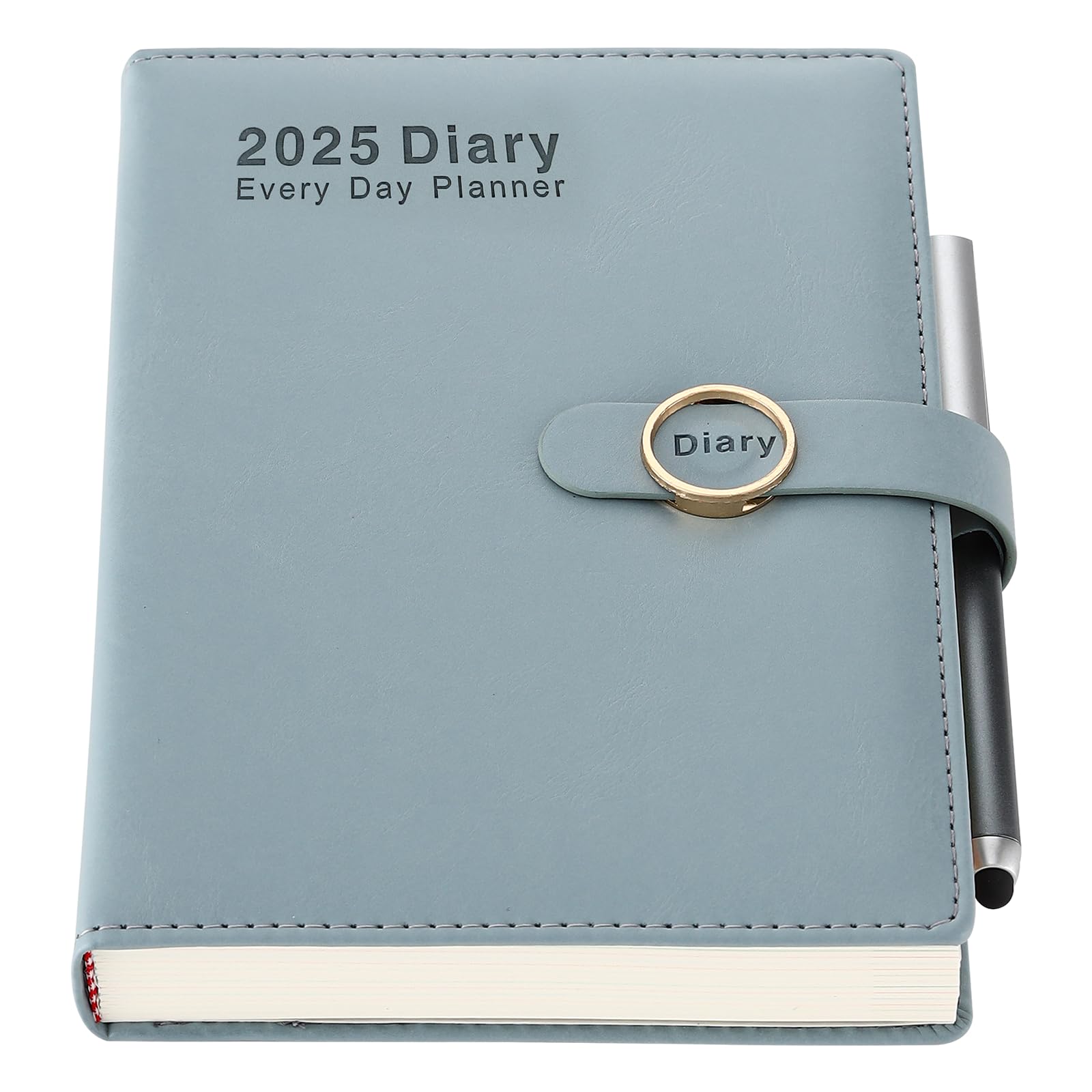 Mljtoyo Agenda 2025, 2025, formato A5, pagina al giorno, planner mensile settimanale con penna, agenda giornaliera con adesivi, 3 segnalibri, tasca posteriore, linguette mensili colorate, agenda