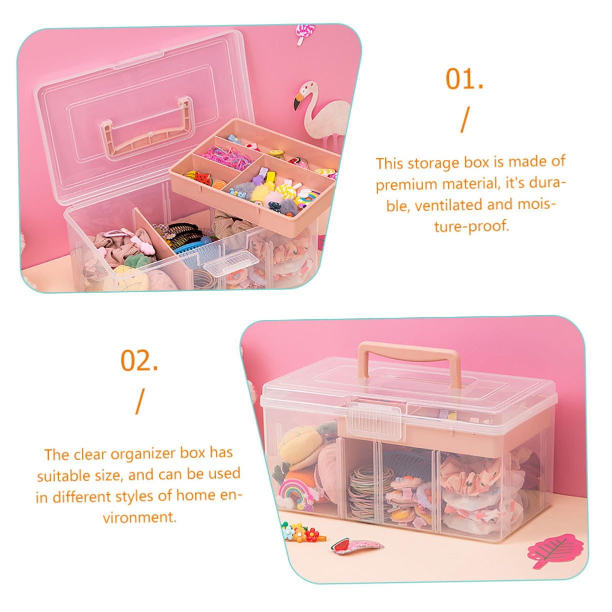 Caja de Almacenamiento Transparente con Asa Tapa Fácil de Abrir Organizador Multipropósito para Hogar Oficina y Escuela Contenedor Apilable para Ordenación