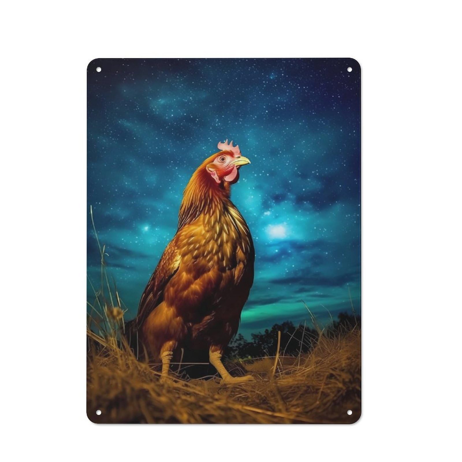 Junmoney Chicken Galaxy Retro Tin Wall Plaque 40X30cm For Man Cave Or Games Room, For Games Room Collectors