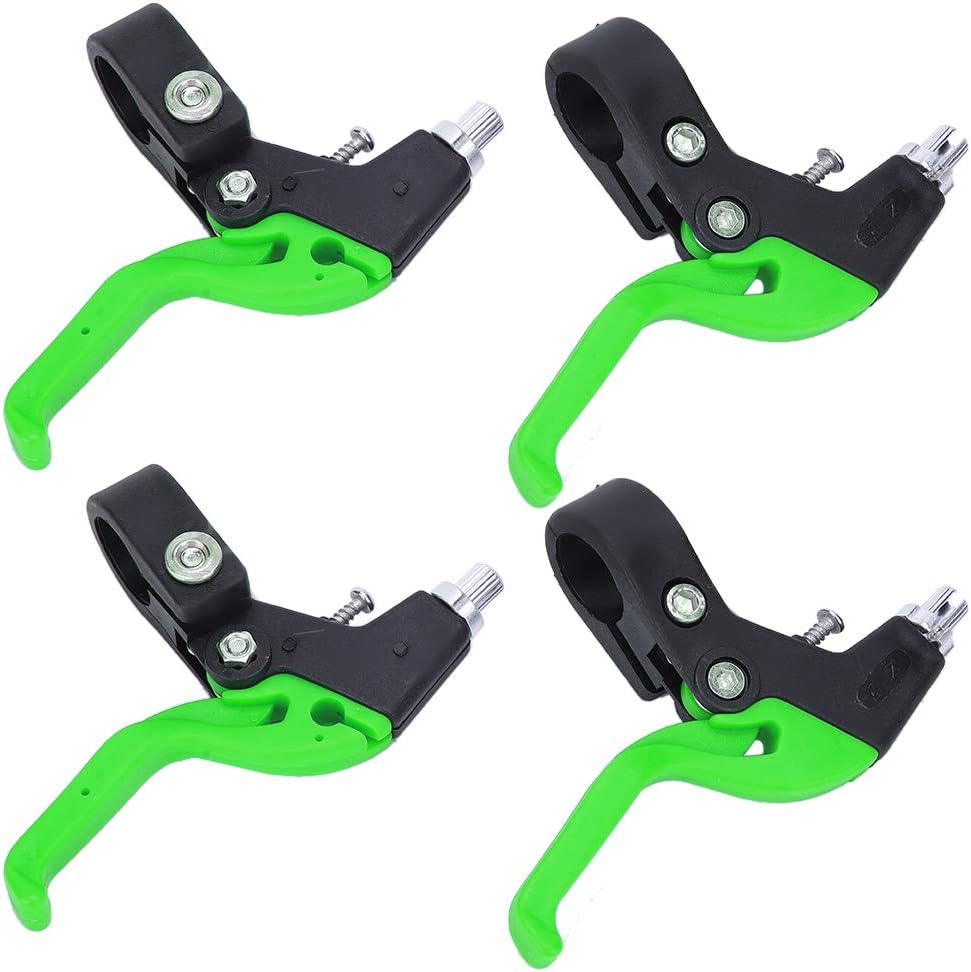 Bike Brake Levers, Bike Parts, Adjustable Three Finger Pinch Designed Brake Handle, Kid Brake Lever, Nylon Extended Handle Essential Spare Part for Children Bike(Black Green)