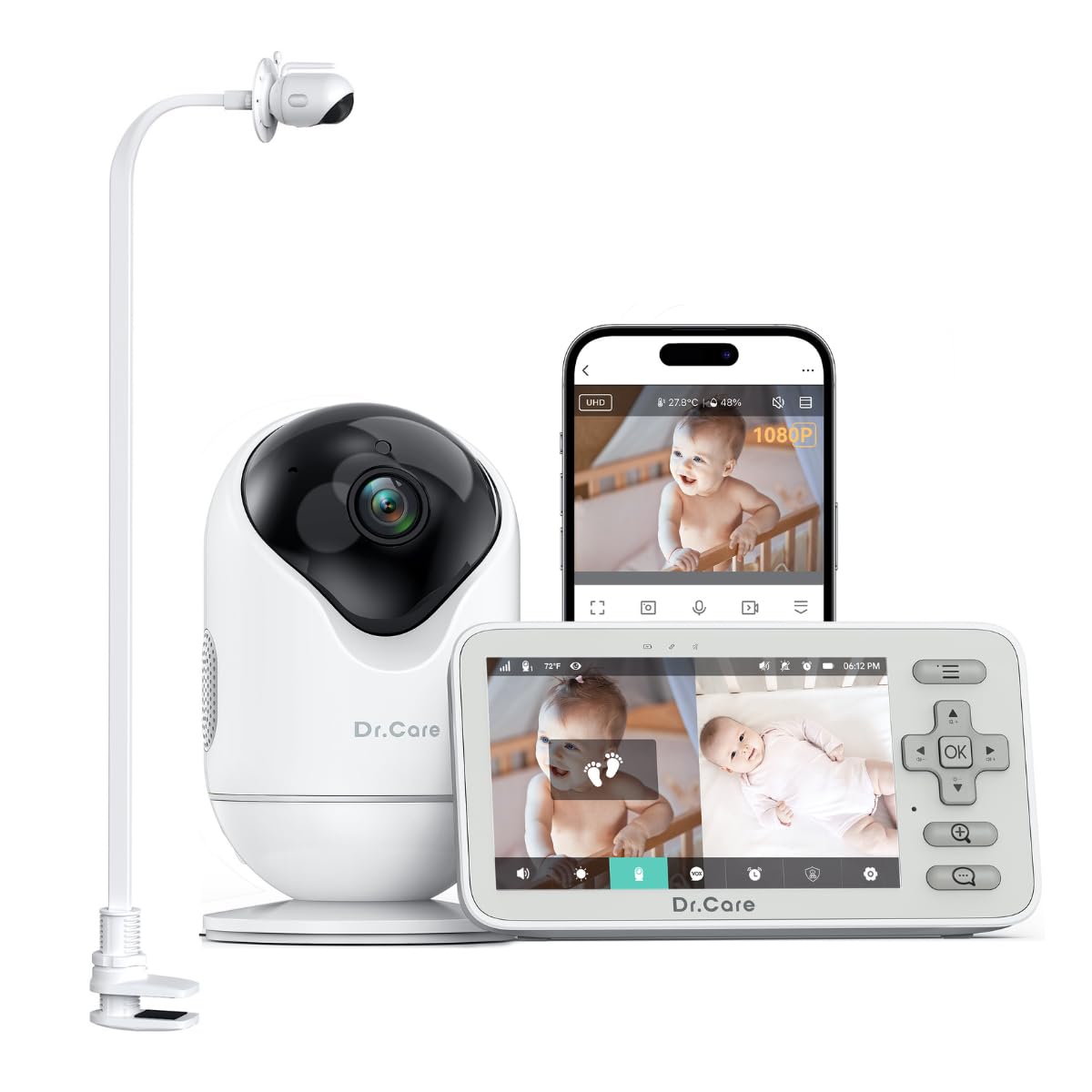 Dr.Care VistaView Lite Smart WLAN Babyphone 4" 720P Screen Fotocamera 1080P Controllo App Allarme di Movimento
