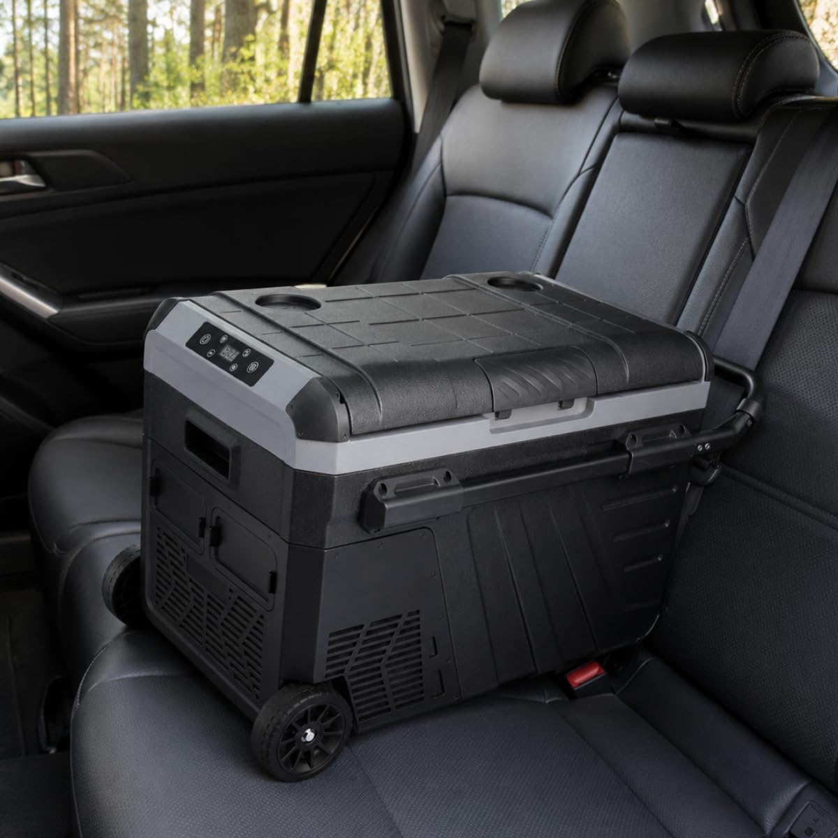 Nevera Portátil Eléctrica 35L con Compresor 12V 220V | para Coche, Furgoneta Camper, Autocaravana, Camión y Camping | Mini Congelador Rígido con Ruedas y Asa