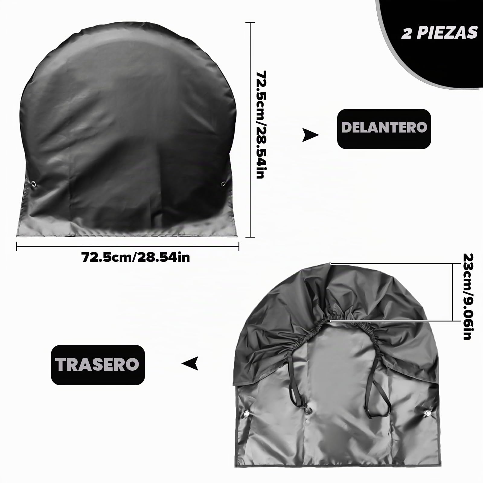 Raxfekro 2 Cubiertas para Ruedas de Caravana, Color Negro (72,5 x 72,5 cm), Adecuado para Coches, Remolques y Más
