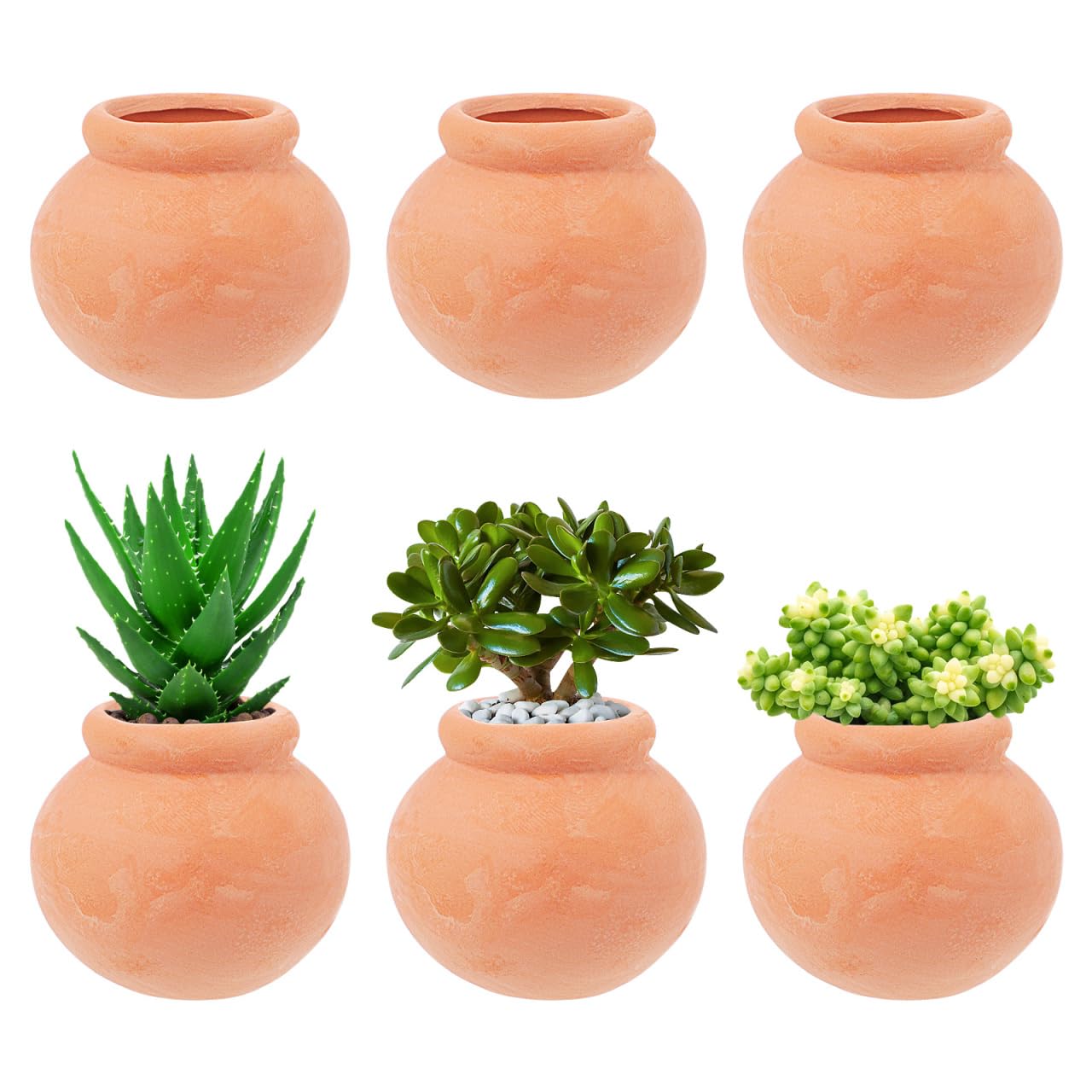 HEMOTON 6 Pcs Small Terracotta Plant Pots 1.5 Inch, Mini Clay Succulent Nursery Pots, Tiny Cactus Flower Pot Container for Wedding Favors, Crafts, DIY Painting