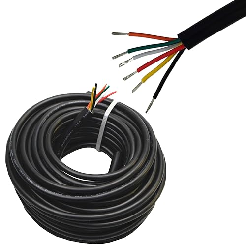 Miniatura 1 de Cable eléctrico de cobre estañado de calibre 28, 6 conductores, cable de alimentación de audio de PVC trenzado, cable de altavoz (rojo, negro,