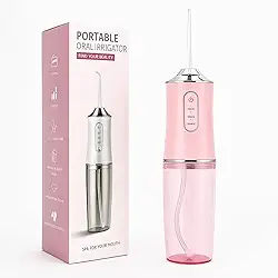 Irrigador Oral Limpeza Profunda Jato D àgua Supersônico 3 Modos Diferentes Tanque de 220ML Eletrico Dentes e Gengiva (rosa)