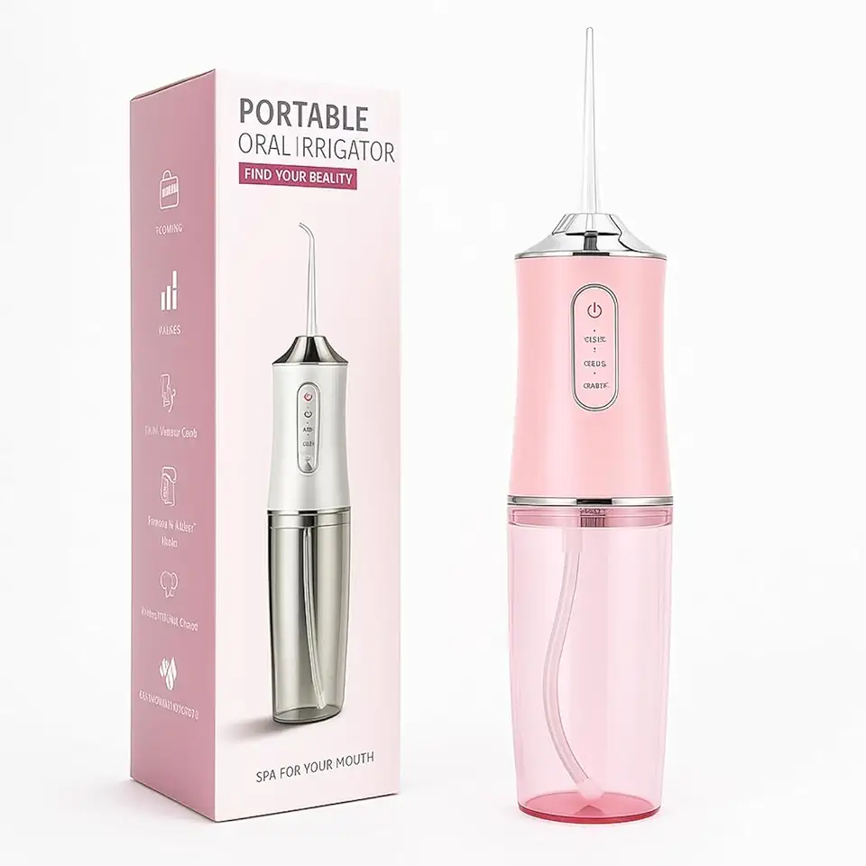 Irrigador Oral Limpeza Profunda Jato D àgua Supersônico 3 Modos Diferentes Tanque de 220ML Eletrico Dentes e Gengiva (rosa)
