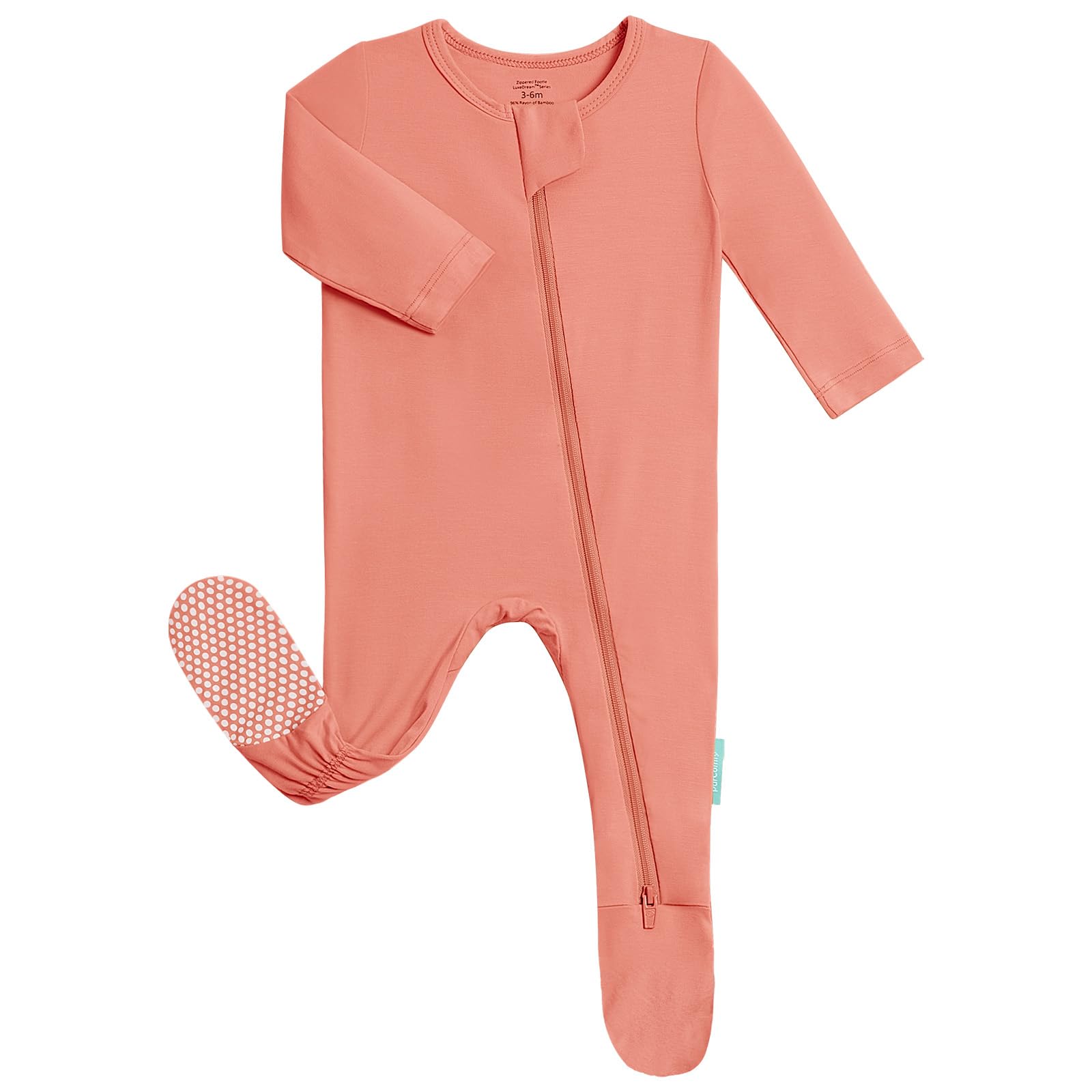 PurComfy Baby Zipper Footie Pajamas, Supersoft Bamboo Rayon Baby Footed Pjs Boy Girl 0-3-6-9-18-24 Month Coverall Sleepers