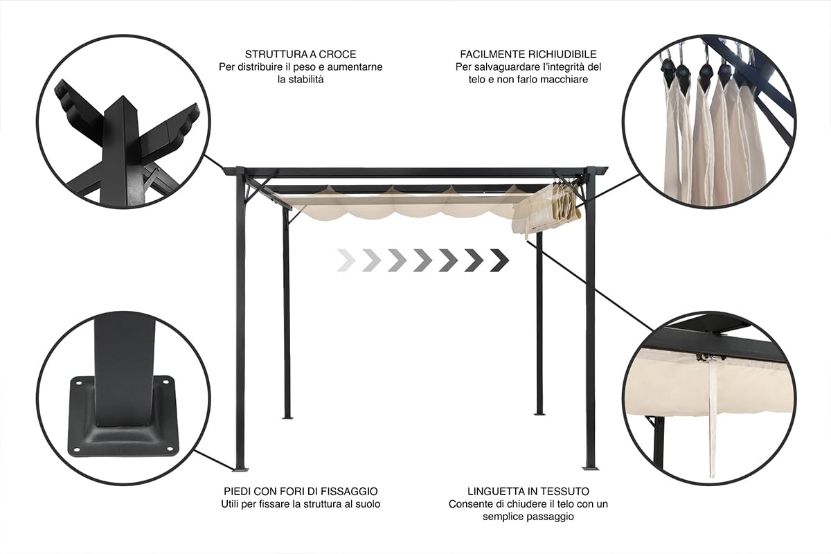 SAMIRA Gazebo pergola da giardino mod. Havana (300x400 cm)