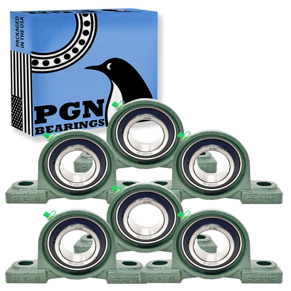PGN UCP209-28 Pillow Block Bearing - Pack of 6 Mounted Pillow Block Bearings - Chrome Steel Bearings with 1 3/4