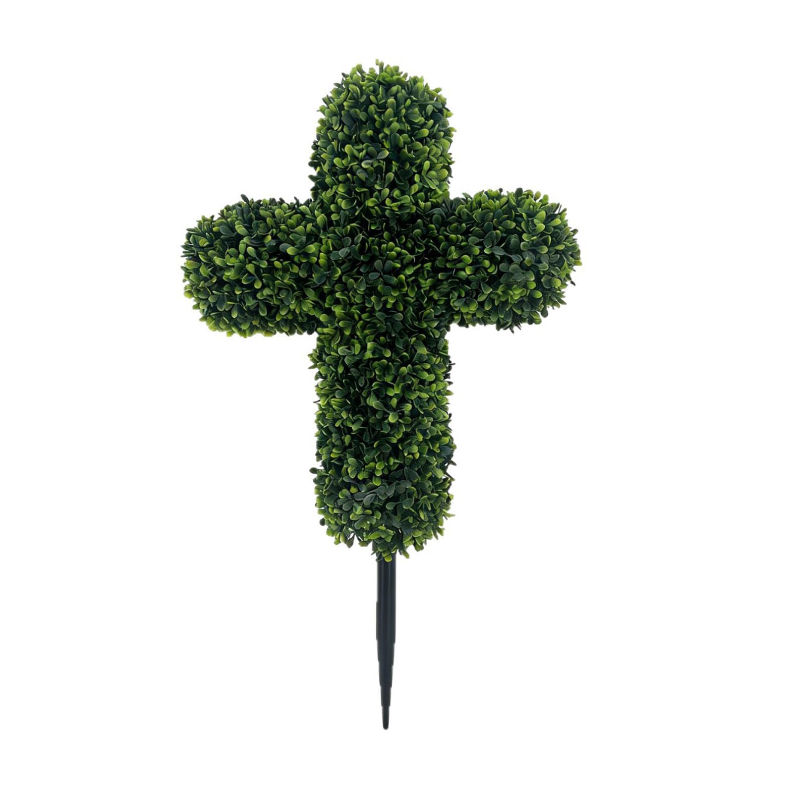 Croix religieuse avec feuillage artificiel couvert pour décoration haut de gamme