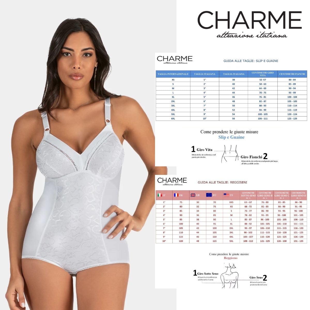 CHARME - Body Modellante Donna Senza Ferretto, Intimo Contenitivo in Tessuto Jacquard, Coppe Sfoderate e Spalline Larghe - Art. 1811 - Panna 5D
