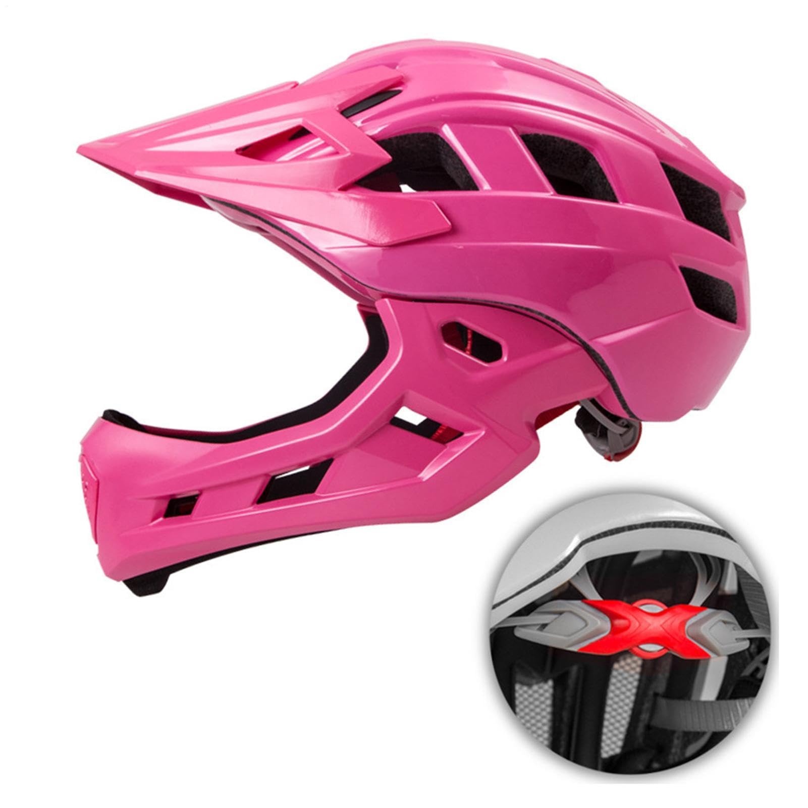 Kinder Integralhelm mit abnehmbarem Kinnschutz | Mountainbike- Und Straßenradfahrradhelm für Mädchen beim Sport und Radfahren Skateboarden Inlineskaten Rollerfahren und