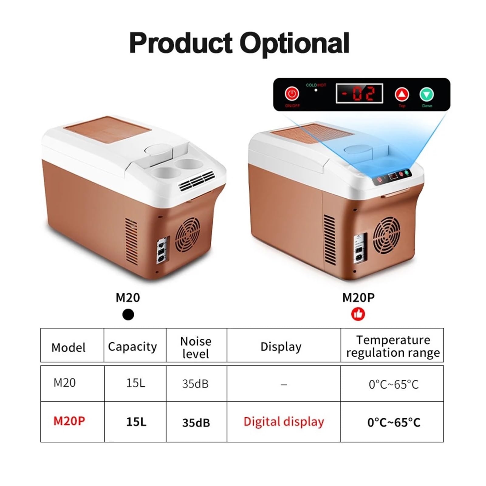Refrigerador eléctrico portátil de 220 V, 12 V y 24 V for Coche, mininevera, congelador, Ideal for Camping, casa, camión, Playa o vehículo.(LED Screen-M20P)
