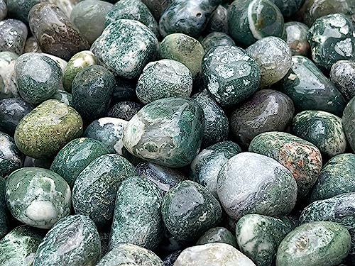Image of 1 /2 LB Moss Agate Tumbled Stones, Polished Natural Moss Agate Gemstone, Moss Agate Healing Crystals (Moss Agate)
