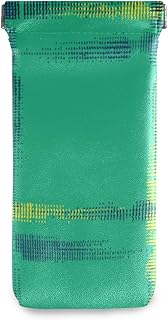 susiyo Grunge Tartan Green Glasses Case Portable Microfiber PU Leather Soft Sunglasses Bag Eyeglasses Pouch Holder Squeeze Top for Women Men
