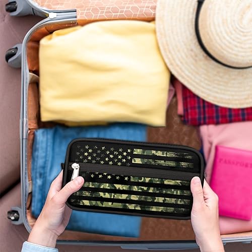 Miniatura 7 de cfpolar Bolsa de viaje de camuflaje para mujeres y hombres, diseño de bandera de camuflaje vintage, resistente al agua, kit de afeitado de gran