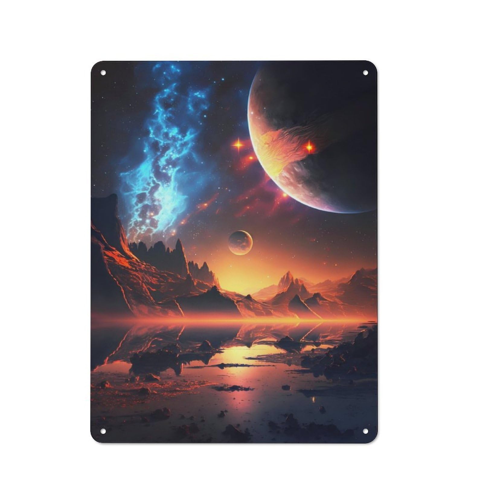 Junmoney Cosmic Symphony Tin Wall Plaque 40X30cm With For Bar Or Restaurant, Suited To Bar Decor Enthusiasts
