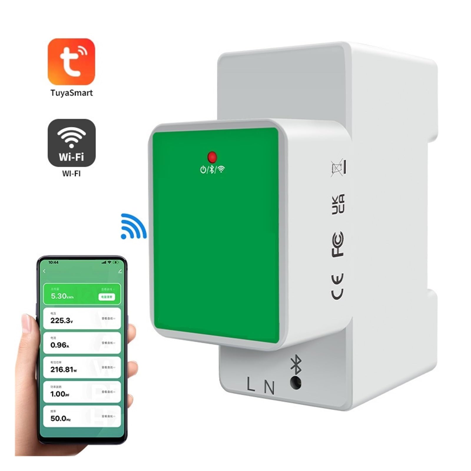 Medidor Inteligente Monitor De EnergíA Monofásico 6 En 1 CA Eléctrico DIN Rail WiFi Inteligente Kwh Medidor De Energía Medidores De Consumo De Energía Vatímetro Voltímetro Amperímetro E01