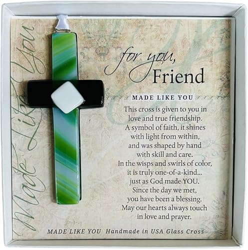 Regalo religioso para amigo Cruz de cristal hecha a mano en Estados Unidos con sentimiento Tu amigo es una bendiciĂłn Celebrando la amistad Regalo religioso para amigo Cruz de cristal hecha a mano en Estados Unidos con sentimiento Tu amigo es una bendiciĂłn Celebrando la amistad