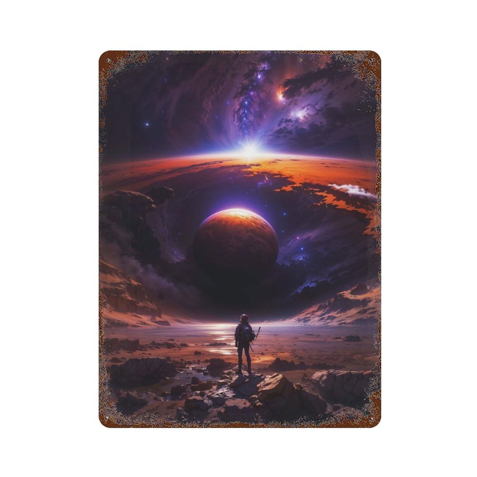Distressed Metal Wall Sign Low Orbit Tour of Jupiter 15.7"x11.8", Retro Wall Decor for Basement, Hobby Room And Garage Decor