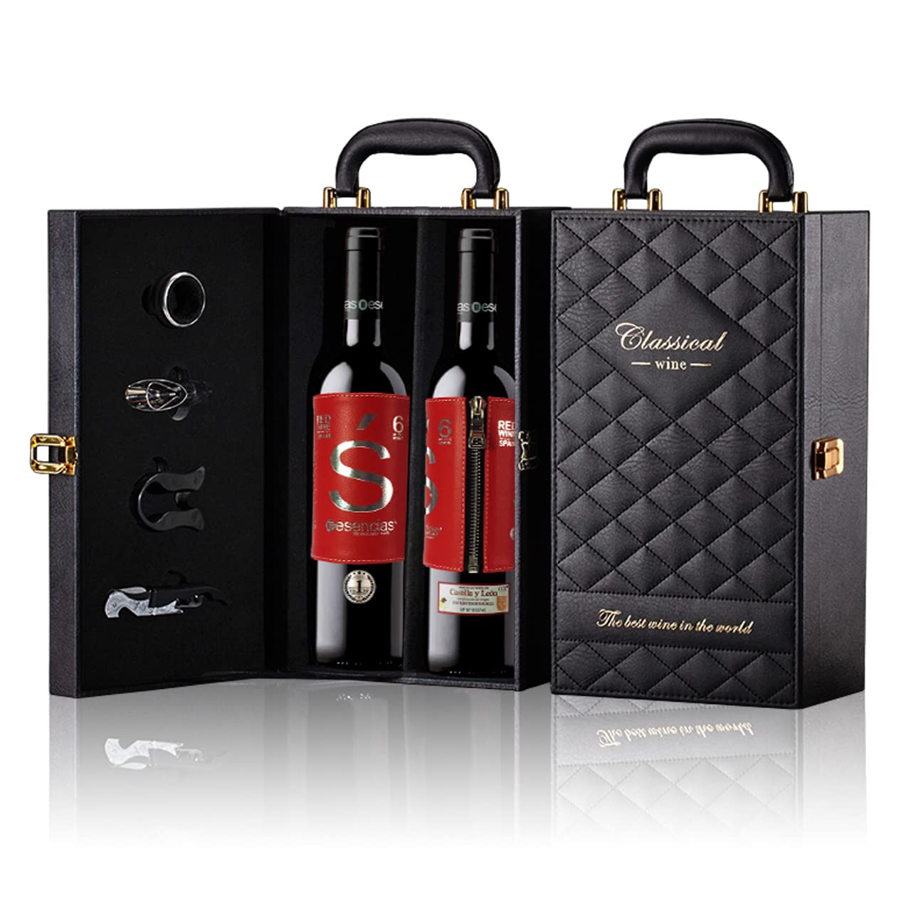 Estuche Maletín de Vino Tinto Premium Edición Limitada con 4 Accesorios