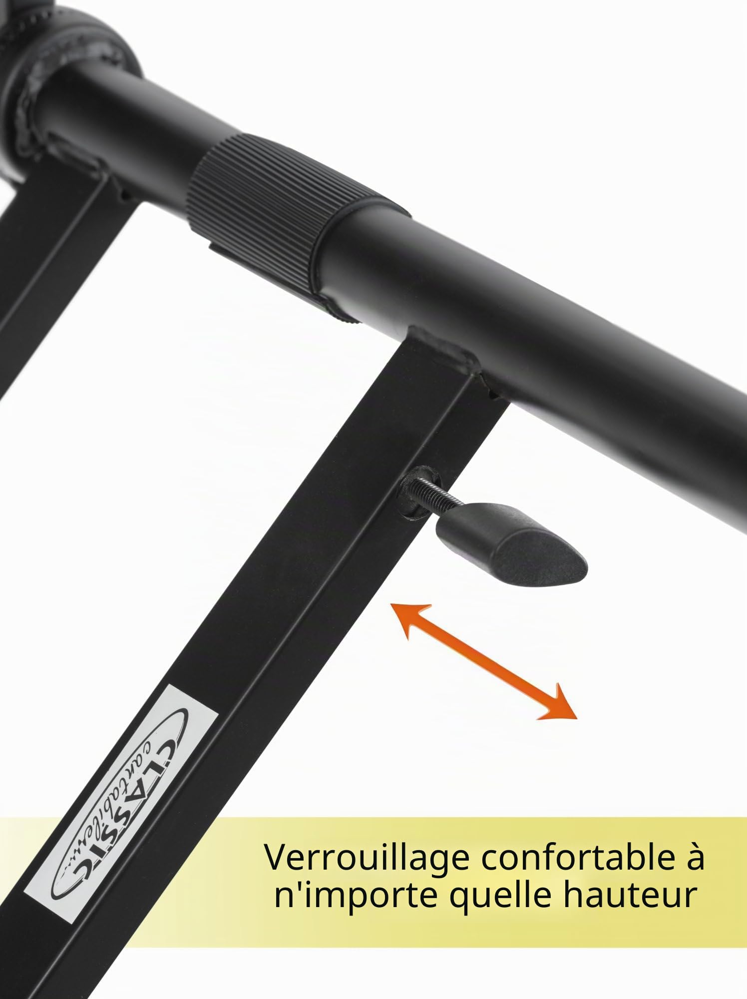 Classic Cantabile Support Clavier Double-X Double Niveau - construction double barre - 2 niveaux pour 2 instruments - fermeture à crémaillère pour le deuxième niveau - noir