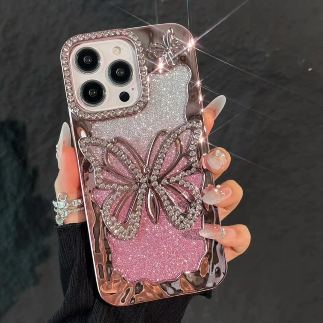 Coque souple de luxe pour iPhone 13 antichoc à paillettes roses
