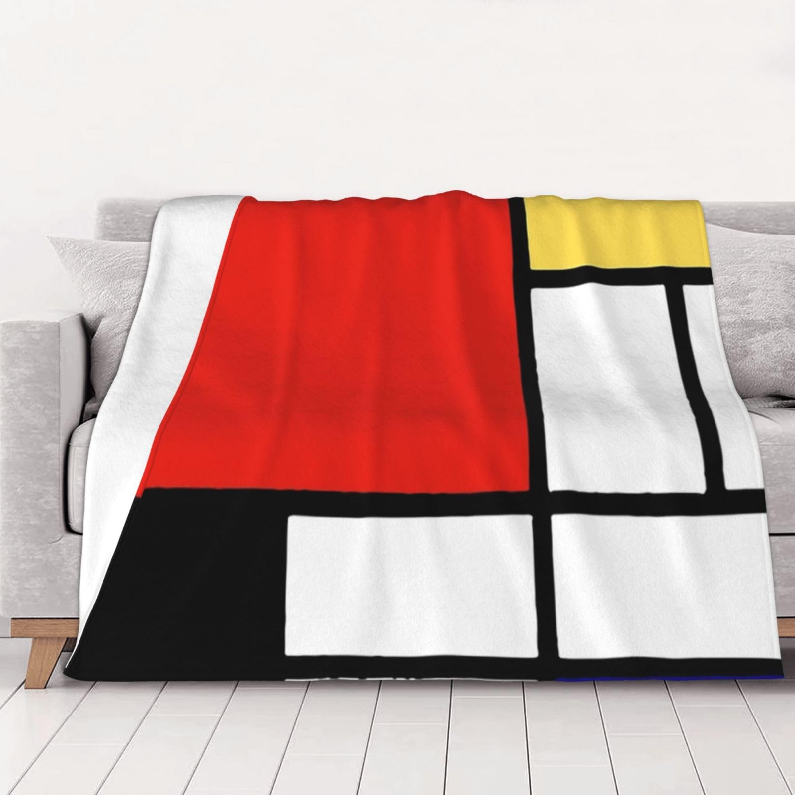 Tcoay Women's As Shown Mondrian,Throw Blanket Soft Flannel Fleece Throw Blanket For Bed Sofa Travel,40"X30"