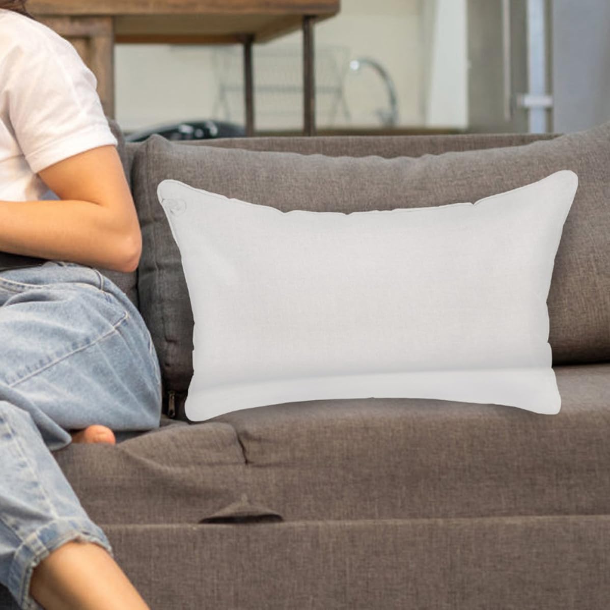 VOSAREA Inflatable Pillow Insert for Camping and Sofa Cushion Foldable White PVC Pillow Core Easy to Inflate or Deflate for Outdoor and Home Use
