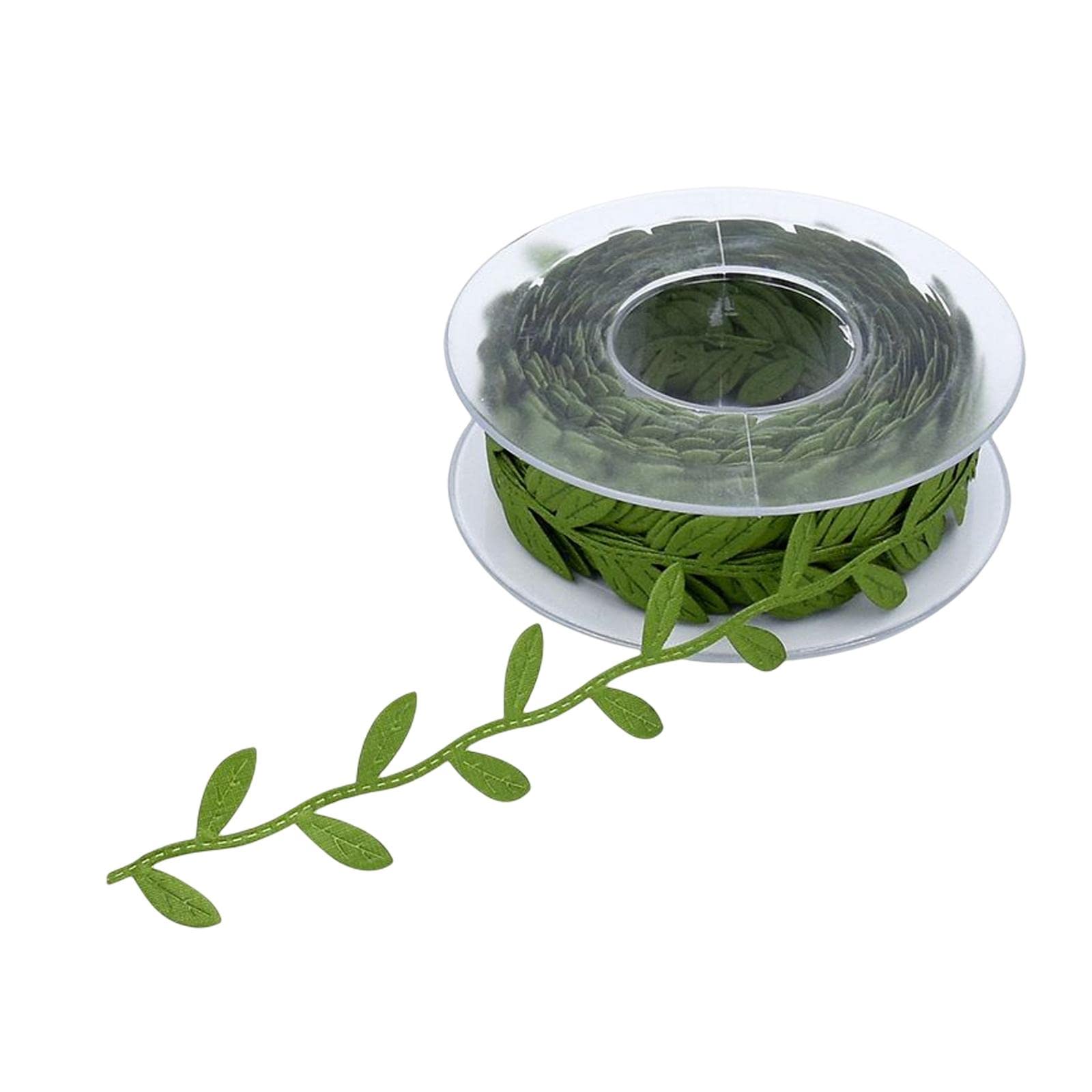 16.4 Yards Artificial Green Leaf Ribbon Trim Gift Wrapping Decorating Sewing