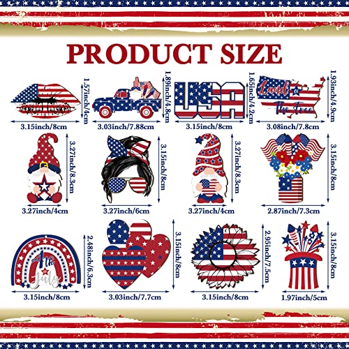 24 Pieces 4Th Of July Ornaments For Tree Patriotic Wood Hanging Ornaments Independence Day Wooden Gnome Hanging Decor Red White Blue Wooden Decor For Independence Day Party Home Supplies #TOP2
