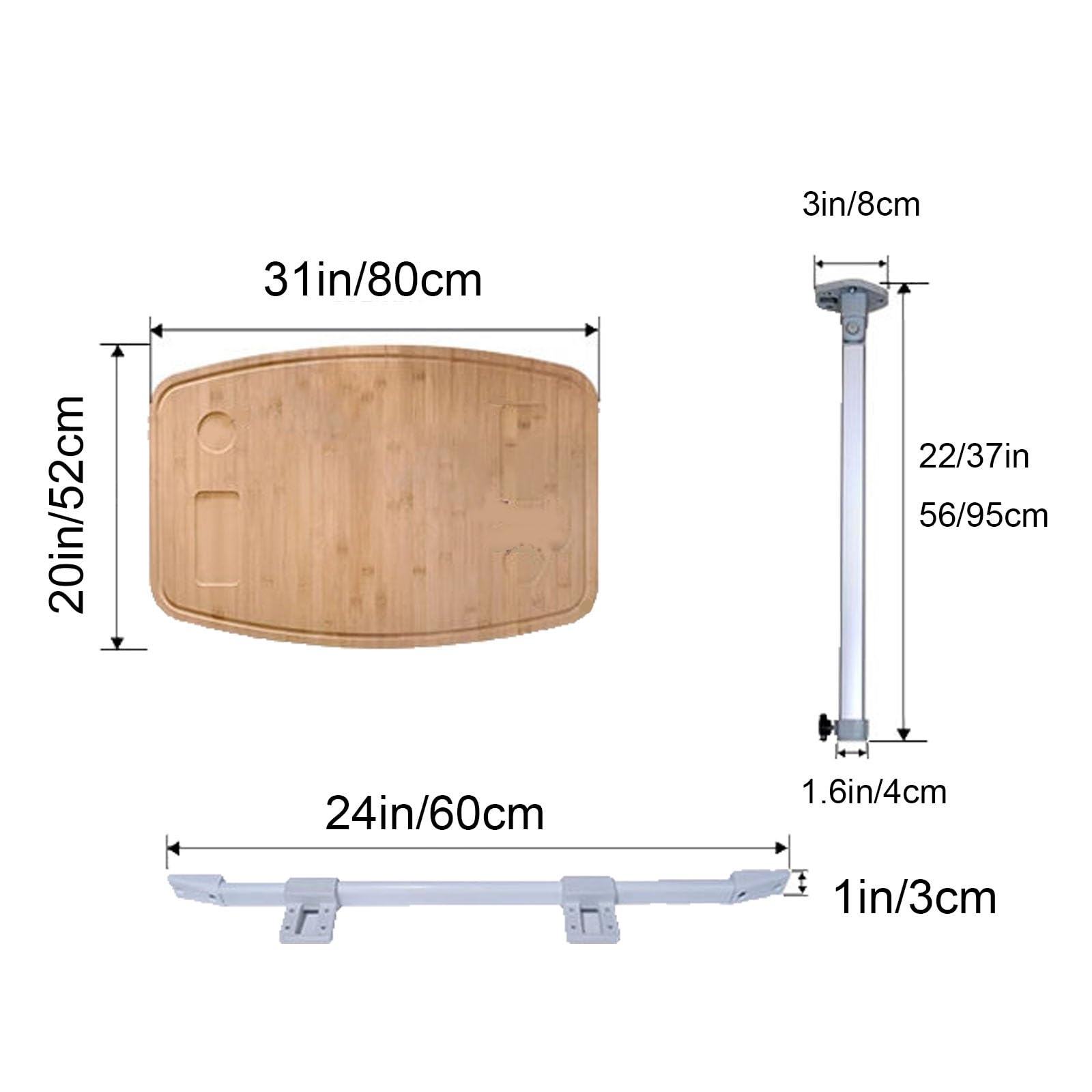 Table Camping Car Pliantes Légères, Table de Camping Murale, Kit de Pieds Pliants avec Glissières Et Emplacements pour Tasses, pour Pique Nique en Plein Air, 80x52x85cm