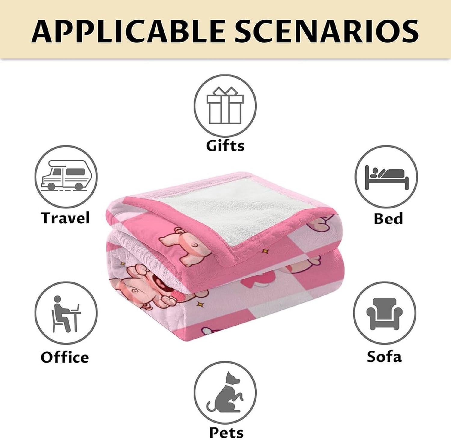 Custom Pig Blanket Gifts with Name - 60 x 80 Inches Cute Pig Lover Blankets for Adults Women - Pink Soft Fuzzy Throw Blanket Stuff Gifts for Sofa, Bed