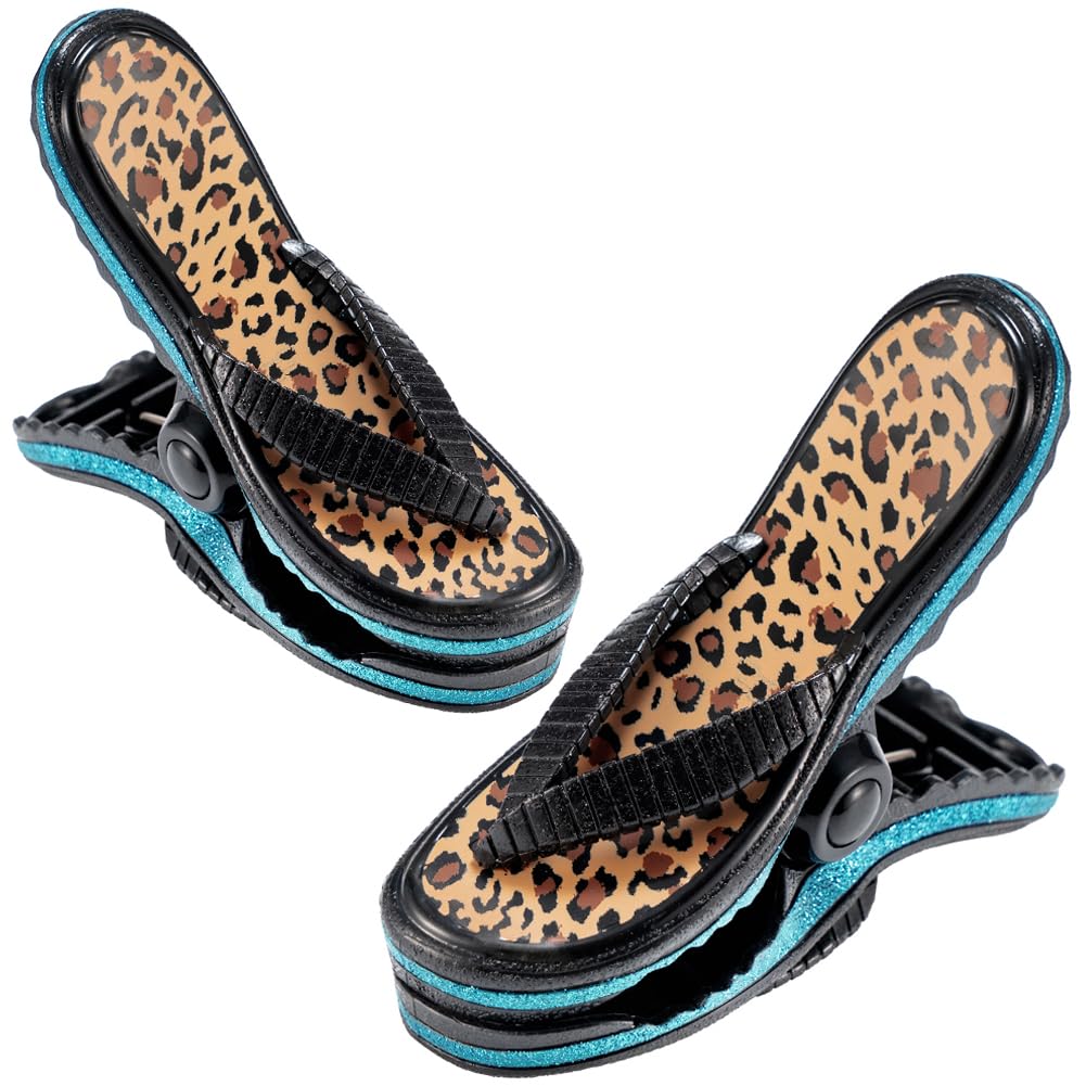 Kirmoo 2 Pieces Beach Towel Clips for Beach Pool & Cruise Chairs Flip Flops,Plastic Clothes Pins Beach Towel Holders Secure Clips Jumbo Set of 2 (