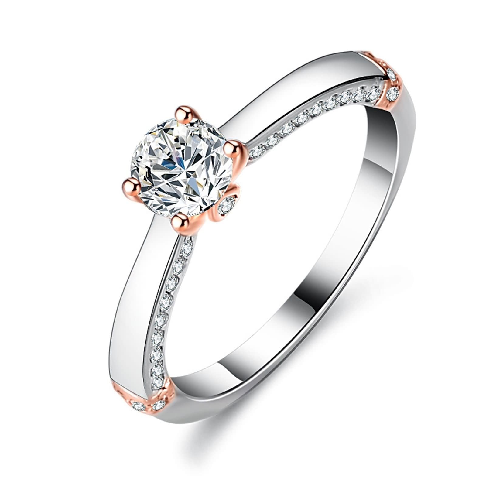 Moissanite pierścionek z białego złota, pierścionek zaręczynowy, pierścionek zaręczynowy z moissanite, 0,5 ct
