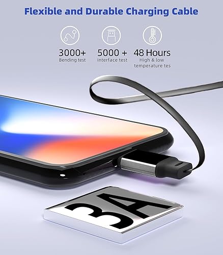 Miniatura 4 de GLOGO Cable de carga Lightning retráctil 3 en 1 3A, 3 pies Cable USB múltiple de carga rápida para iPhone, Samsung, iPad, tabletas, Switch y más