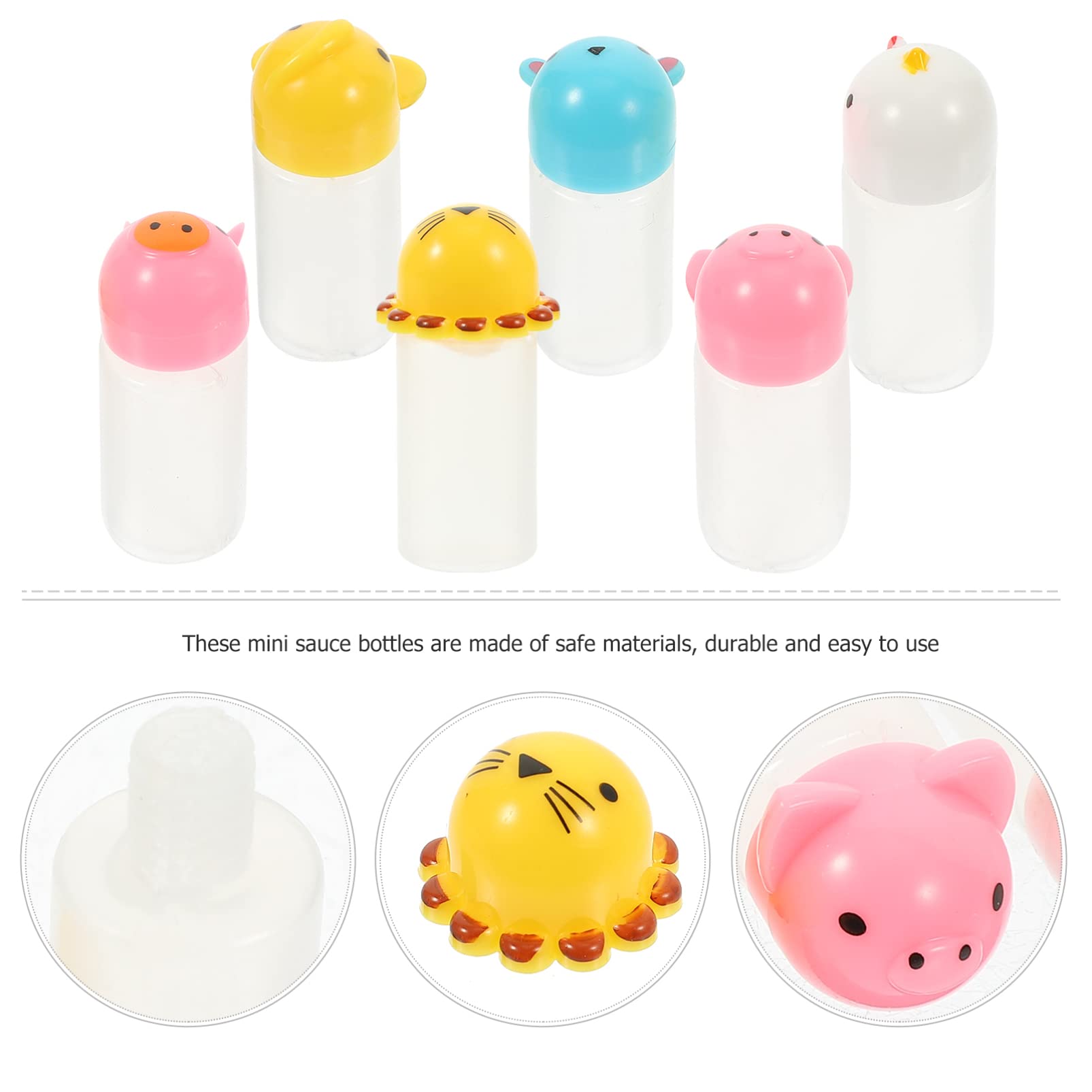 Cabilock 6Pcs Mini Refillable Sauce Bottles Portable Seasoning Container for Ketchup Soy Sauce Vinegar for Bbq Camping and Picnics Random Styles