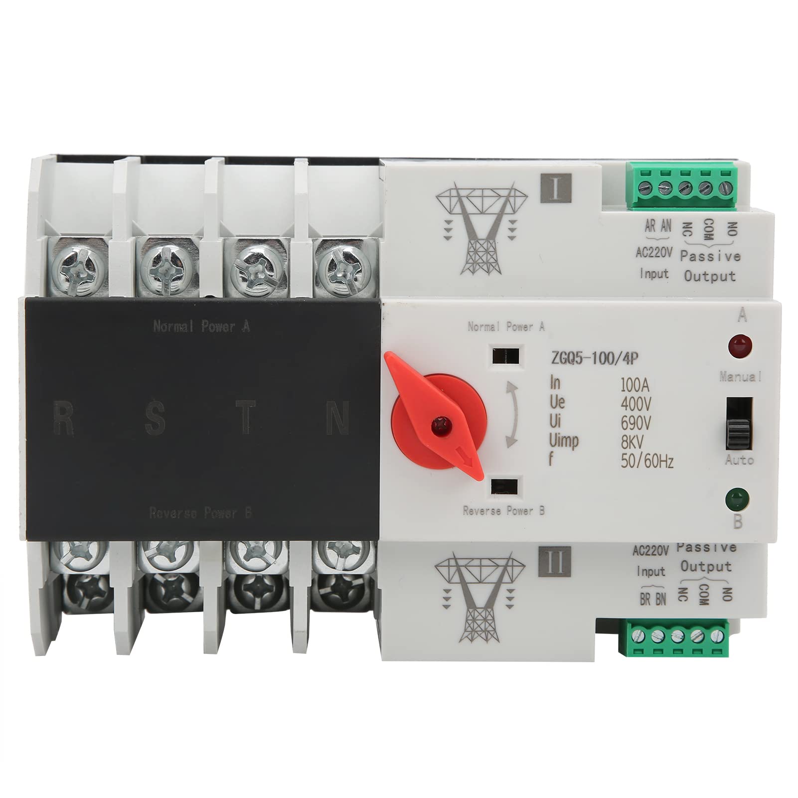 Automatischer Transferschalter, ATS Automatisch Transferschalter mit doppelter Stromversorgung Leistungsschalterumschaltung 4P 100A AC 400V